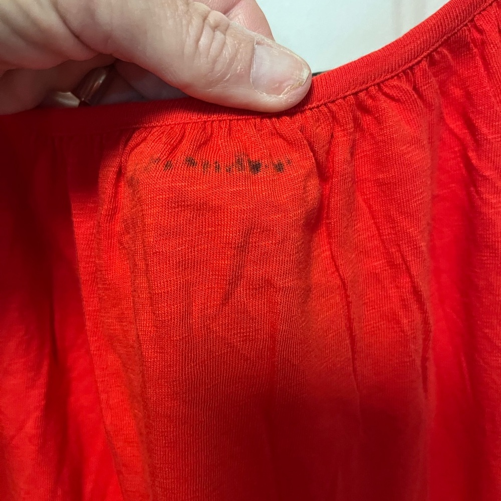 Talbots Red Blouse with White Embroidery see note - Picture 5 of 5